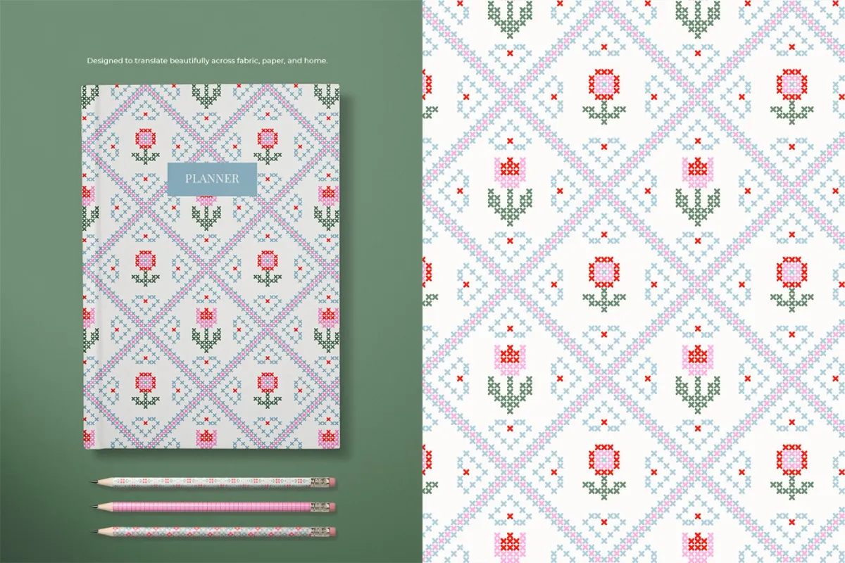Stitched Floral Seamless Pattern Collection