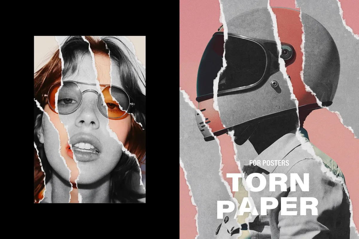 Mixed Torn Paper Poster Effect