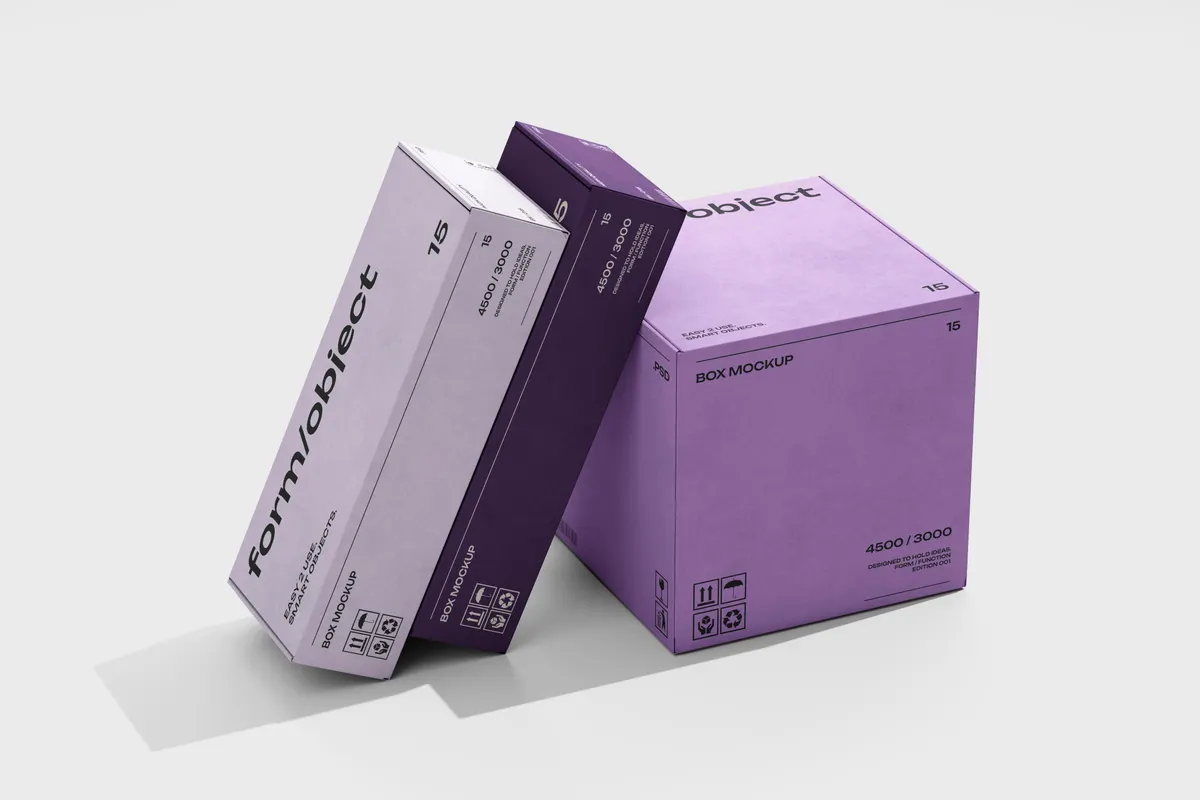 Three Leaning Boxes Mockup