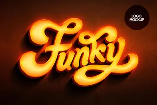 Orange Neon Wall Mockup