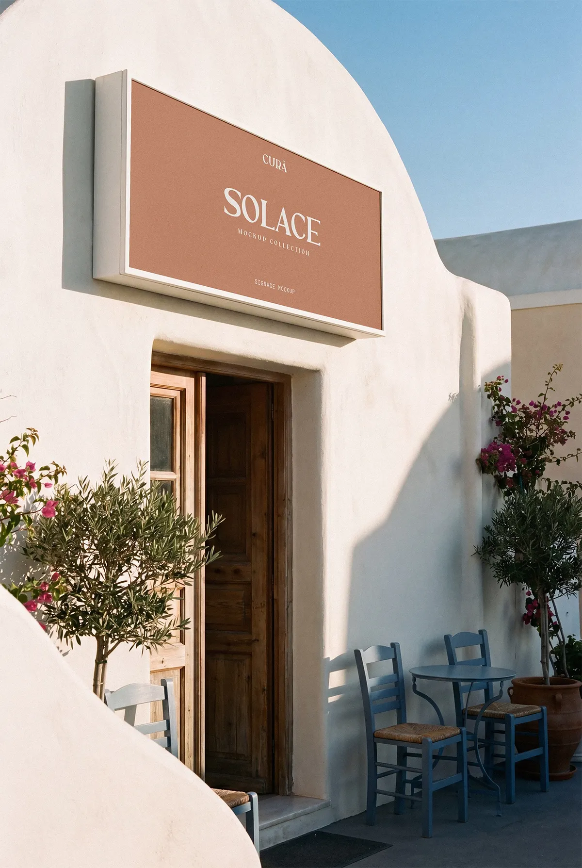Mediterranean Storefront Sign Mockup