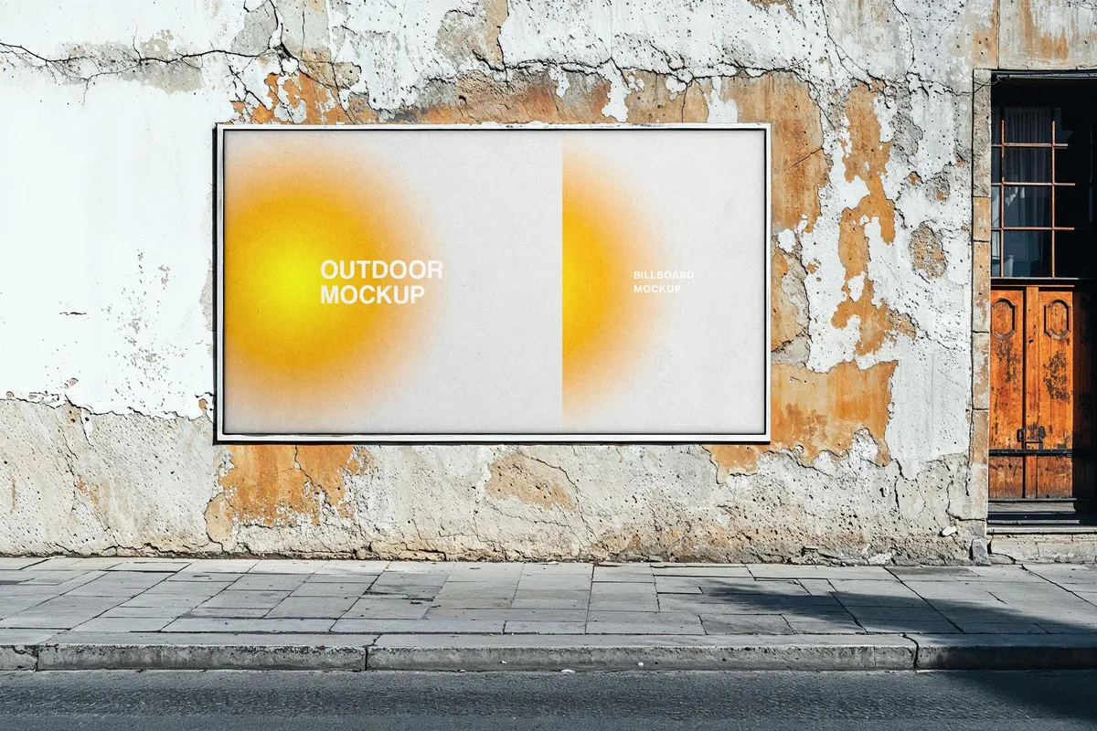 Scraped Wall Outdoor Billboard Mockup