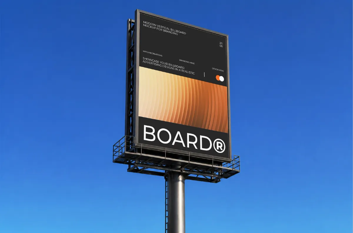 Outdoor Vertical Billboard Mockup