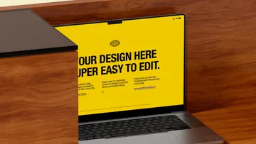 Animated MacBook Pro Mockup on Wooden Cabinet