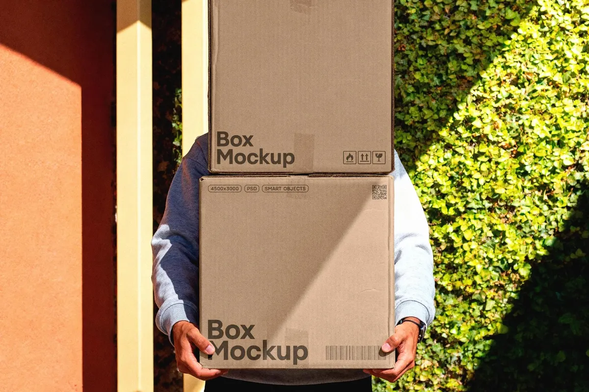 Cardboard Delivery Boxes Mockup in Hands