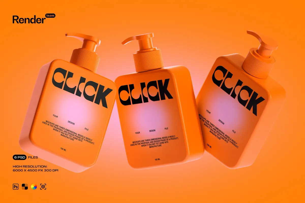 Pump Bottle Mockup Set with AR