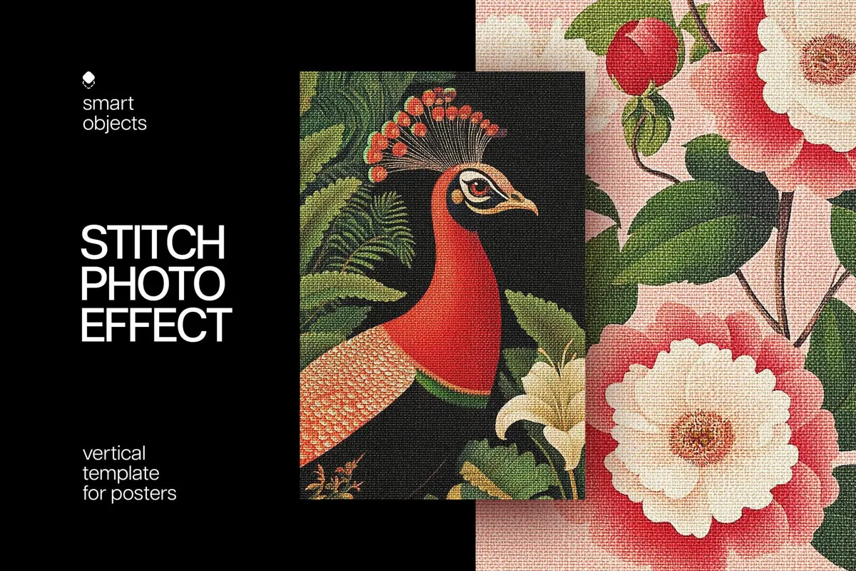 Embroidery Stitch Poster Effect