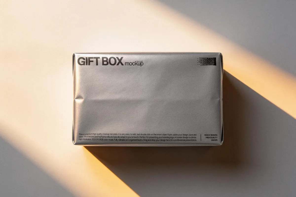 Wrapped Gift Box Mockup