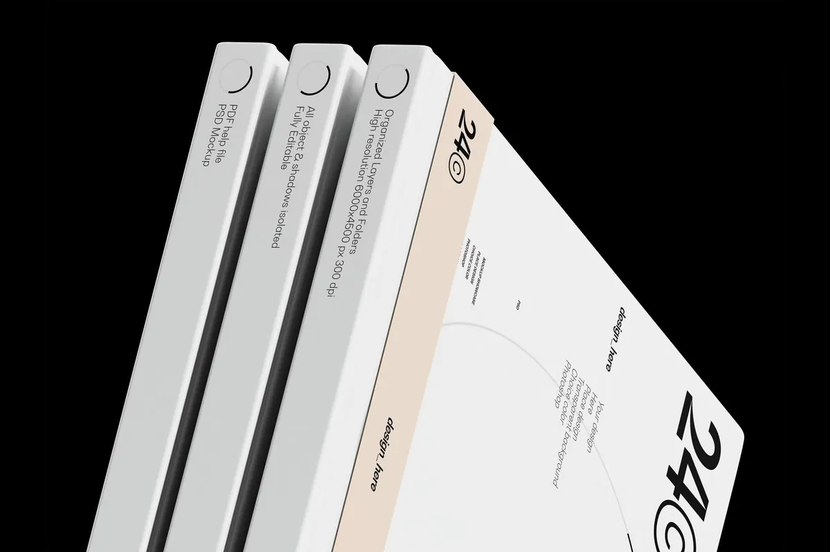 Hardcover Book Spine Mockup