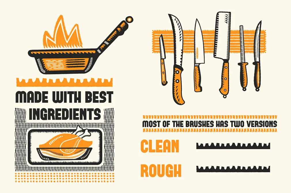 Woodcuts Illustrator Brushes Set