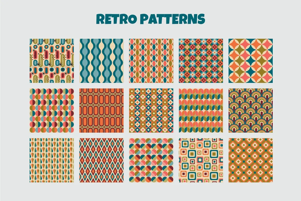 MID CENTURY Modern Seamless Patterns