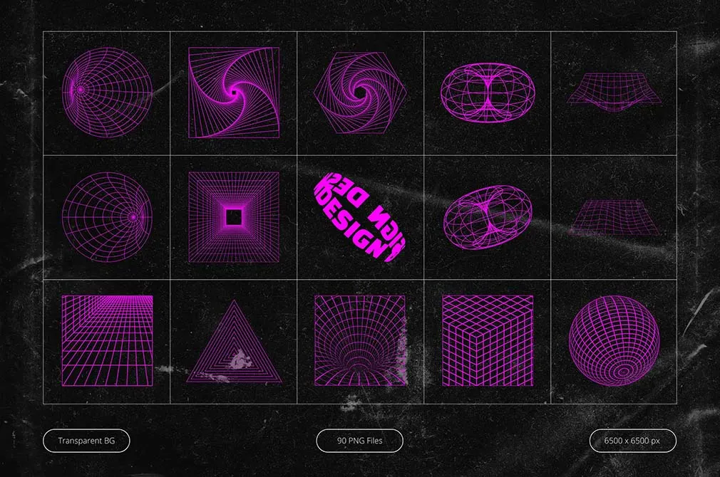 Neon Pink Cyberpunk Shapes
