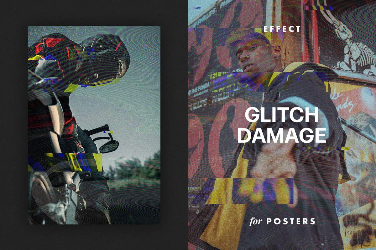 Glitch Damage Effect for Posters