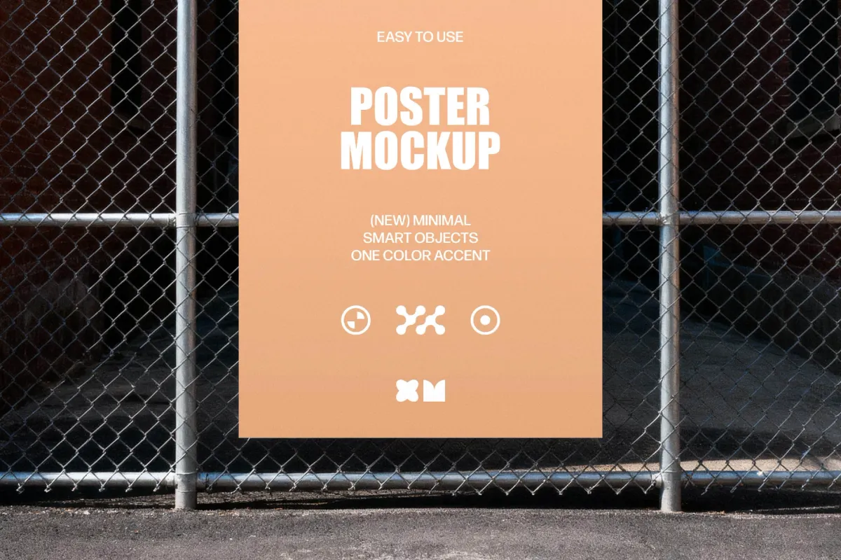 Steel-Wire Fence Poster Mockup