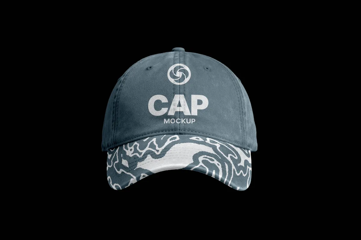 Baseball Cap Mockup with Patterned Brim
