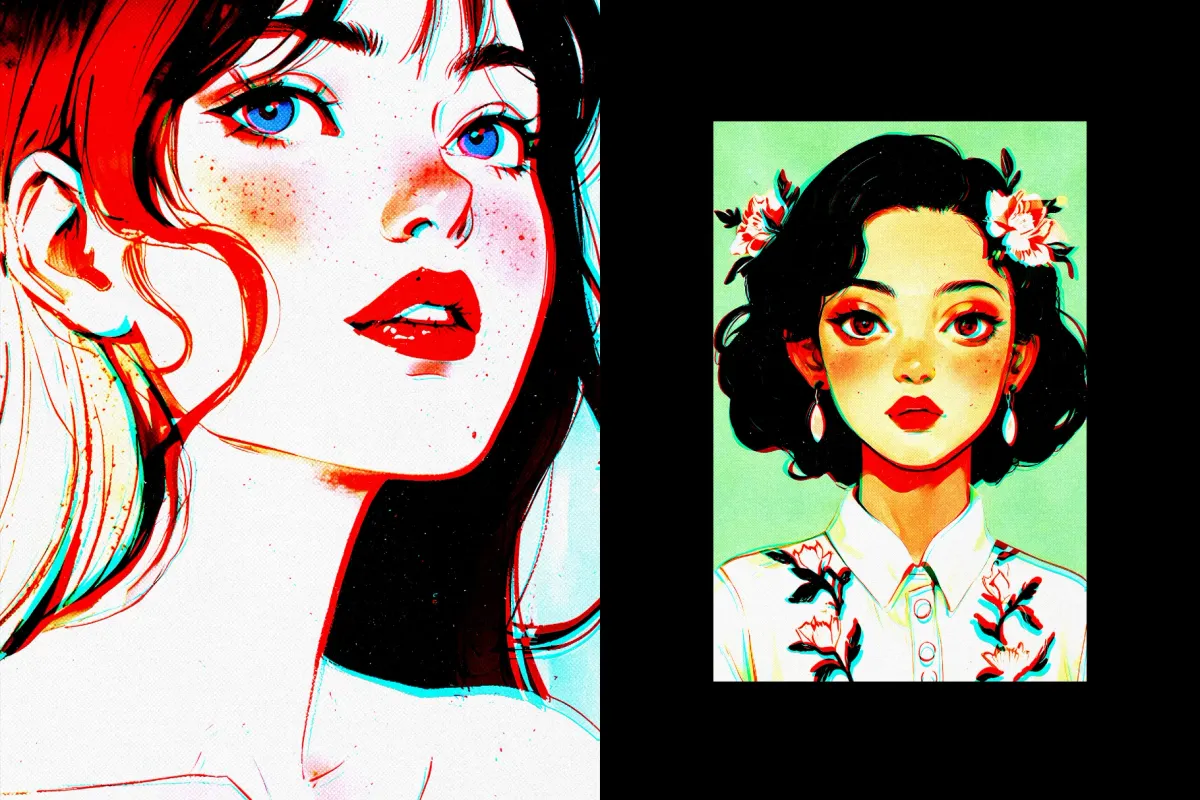 Halftone Glitch Print Effect
