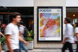 Outdoor Framed Poster Mockup