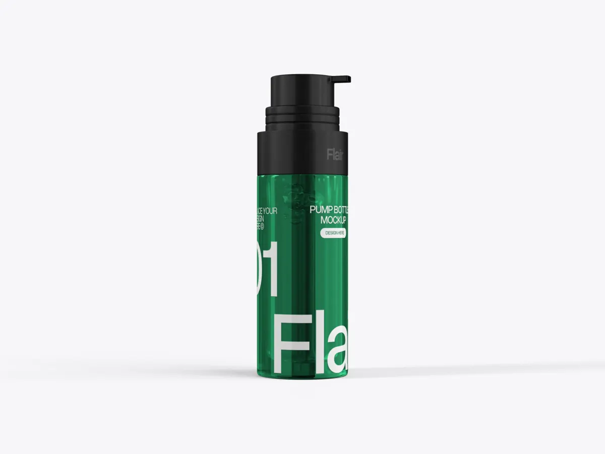 Serum Pump Bottle Mockup Front View