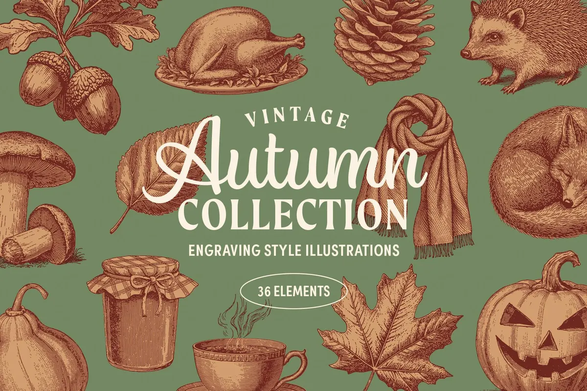 Vintage Autumn Illustrations