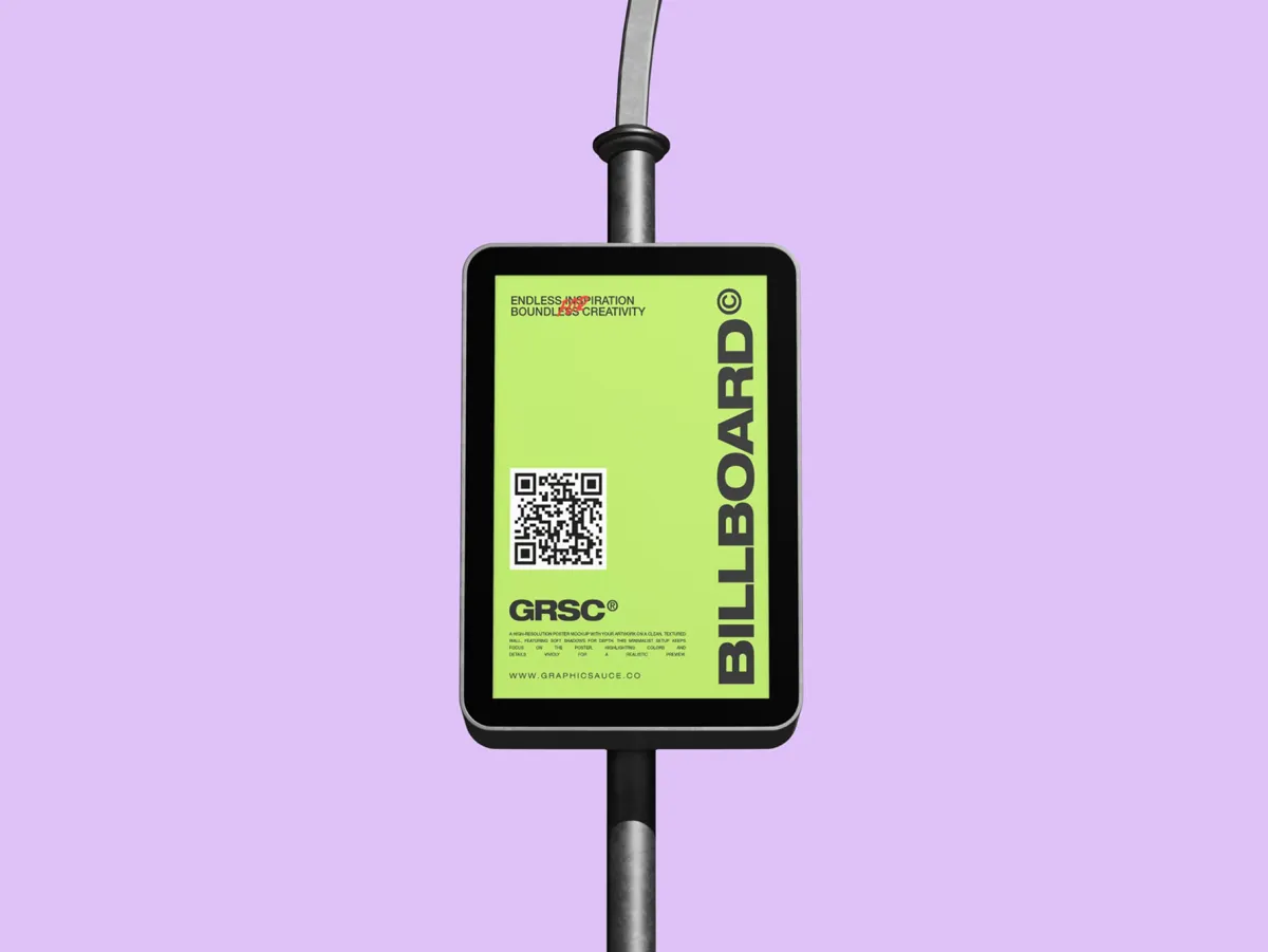 Outdoor Billboard Pole Sign Mockup Center