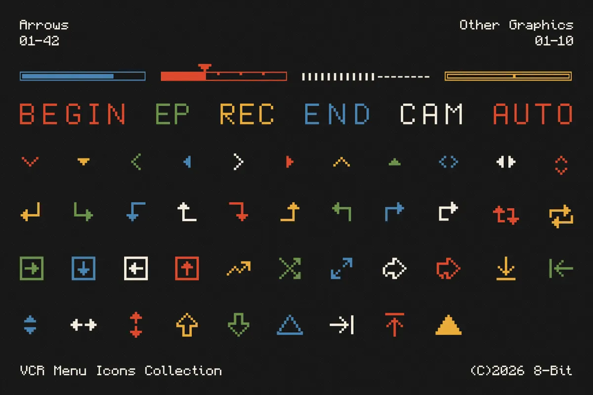 VCR Pixel Menu Graphics
