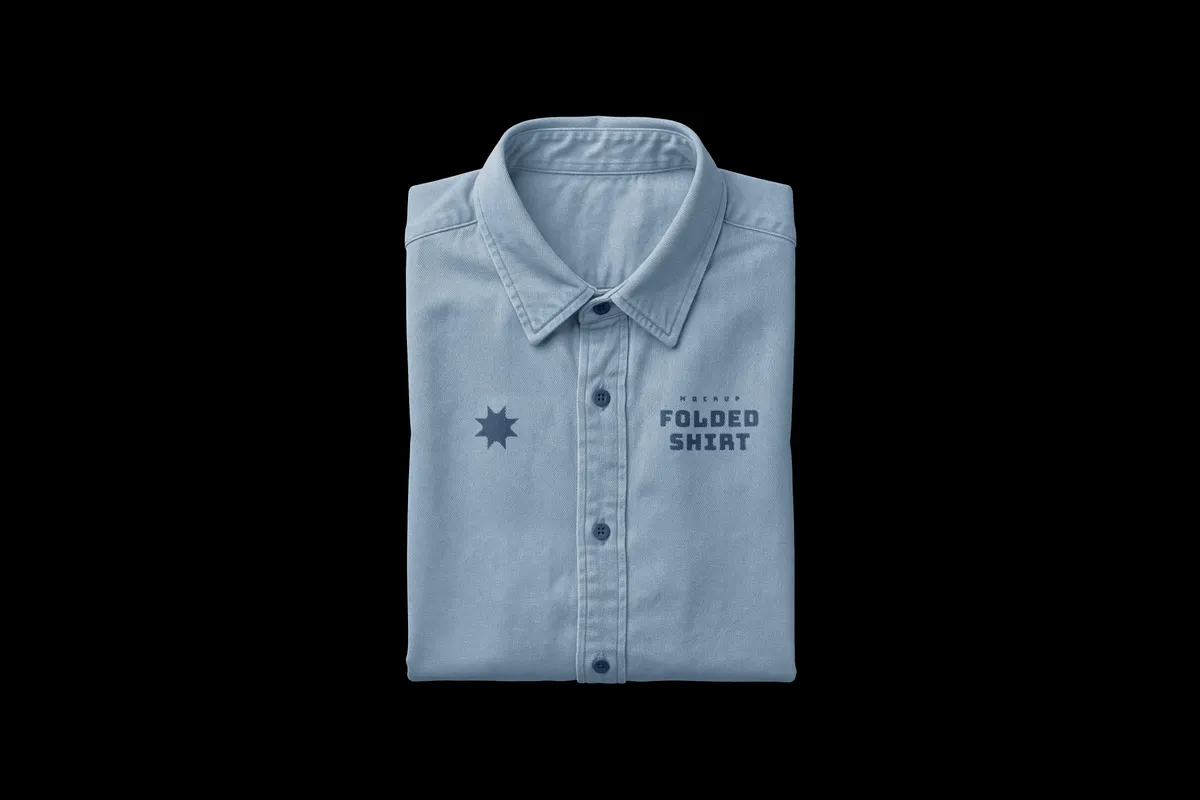 Folded Denim Shirt Mockup