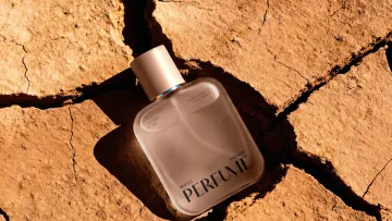 Glass Perfume Bottle Mockup In Sand