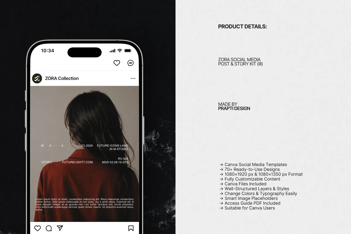 ZORA | Instagram Post & Story Templates for Canva Vol.3