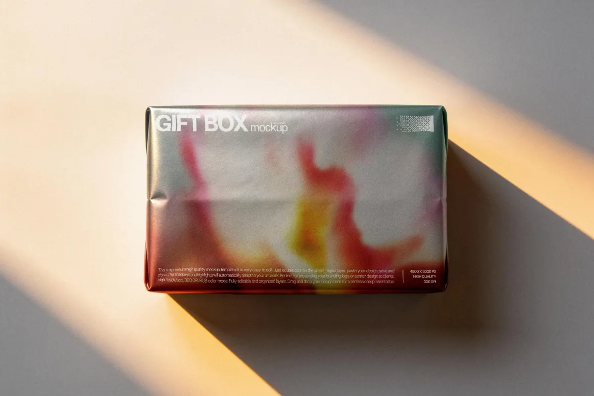 Wrapped Gift Box Mockup