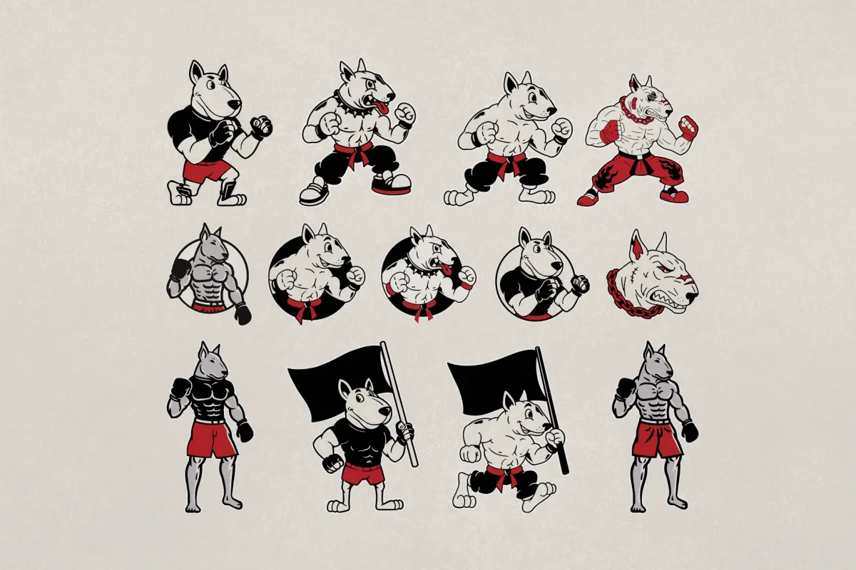 Vintage Fighter Dog Mascot