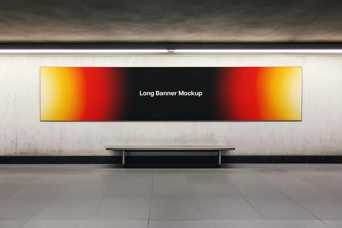 Long Wall Banner Mockup