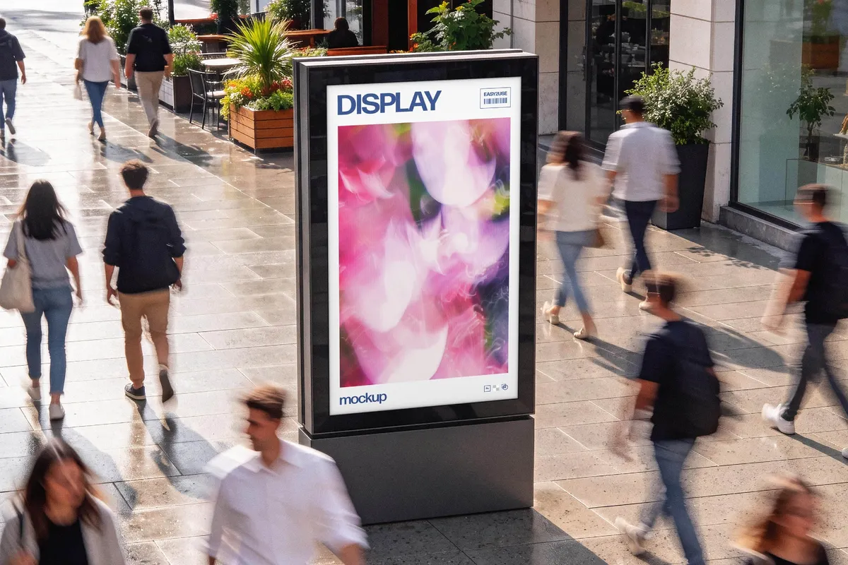 Outdoor Vertical Advertising Display Mockup