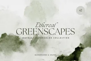 Ethereal Greenscapes: Watercolor Backgrounds