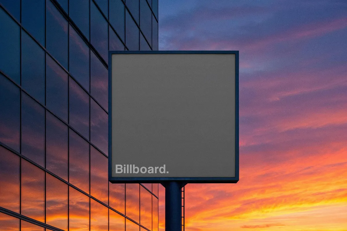 Square Billboard at Sunset Mockup