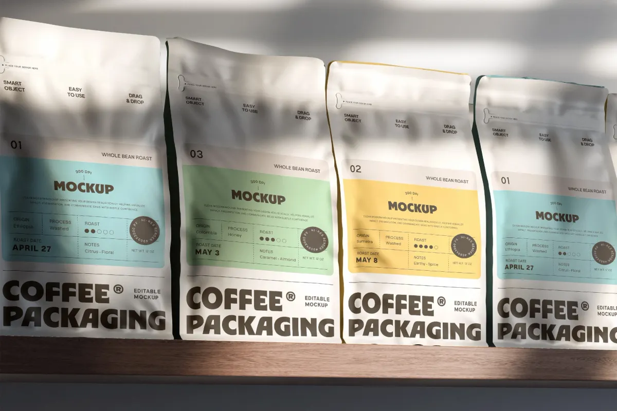 Stand Up Pouch Coffee Packaging Mockup