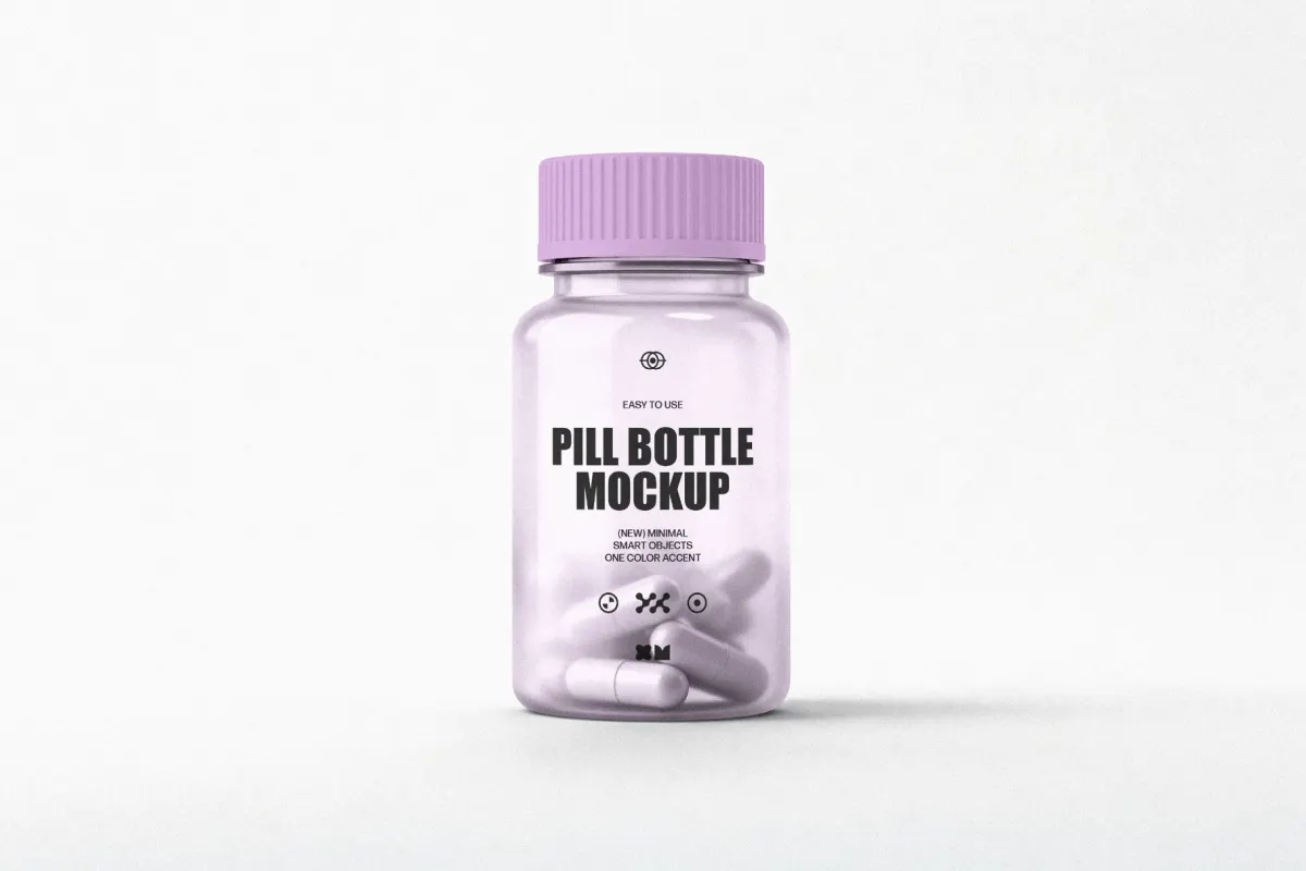 Transparent Pill Bottle Mockup