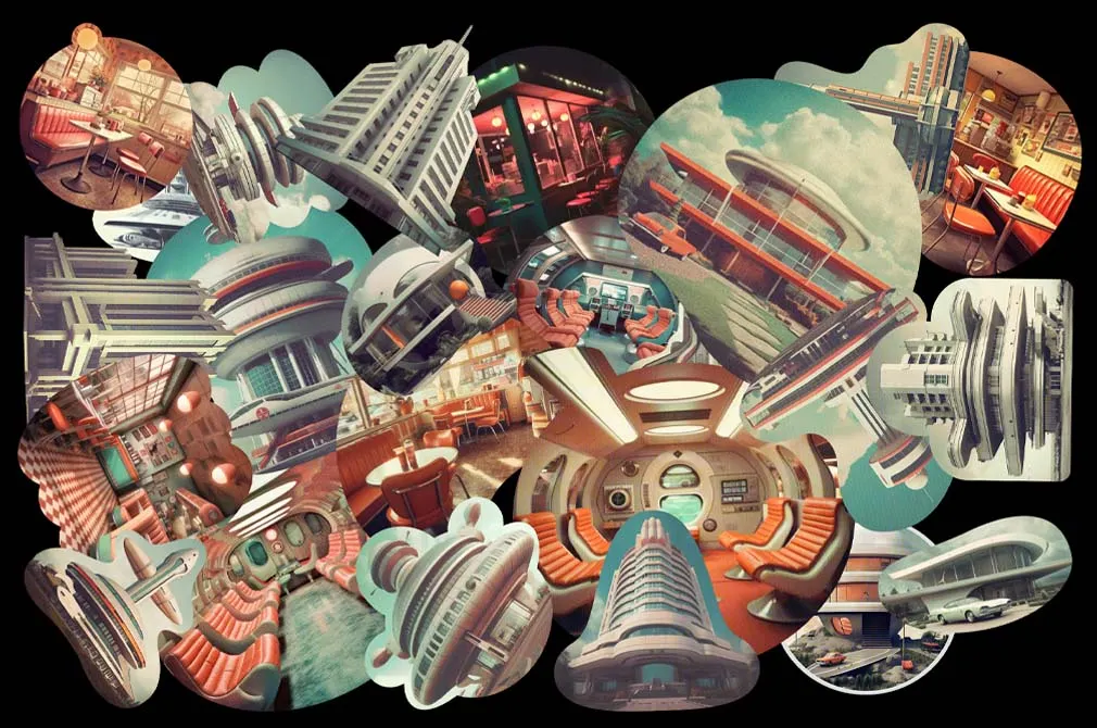 Retrofuturistic Movies Collage Kit