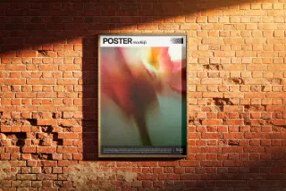 Framed Poster Mockup on Brick Wall