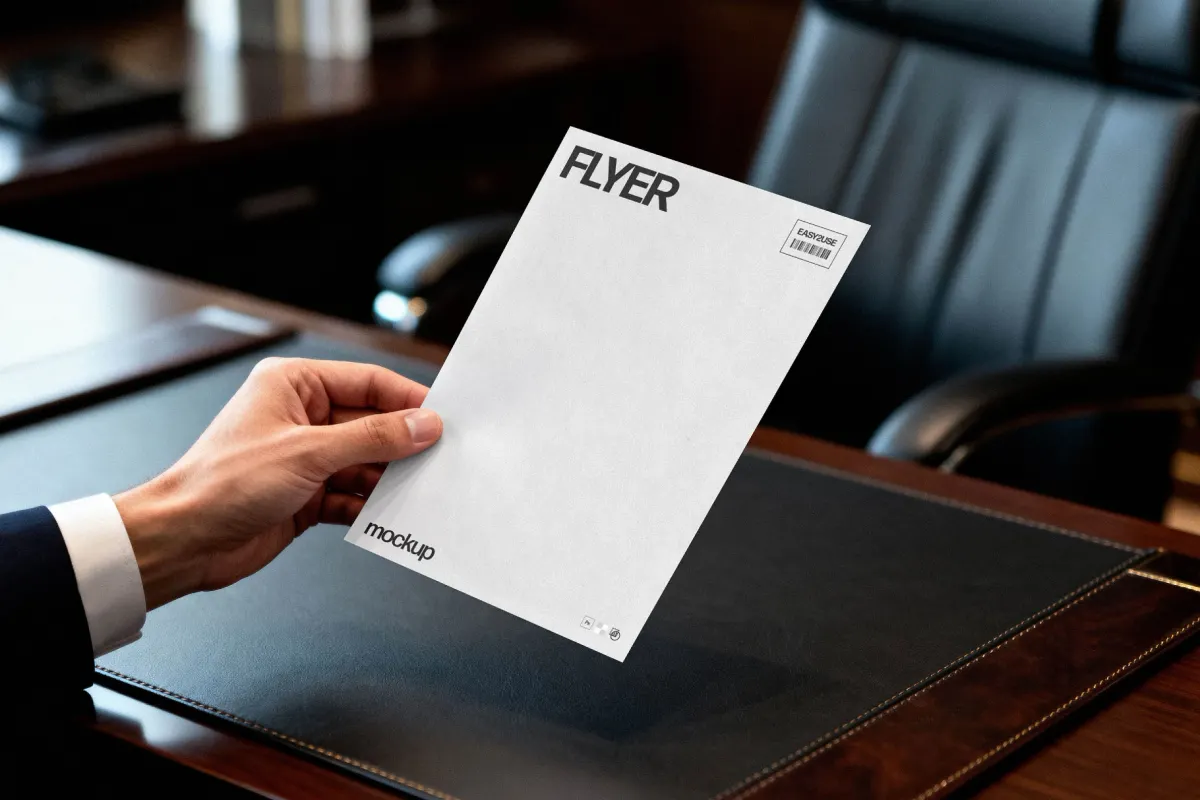 Office Flyer Mockup in Hand