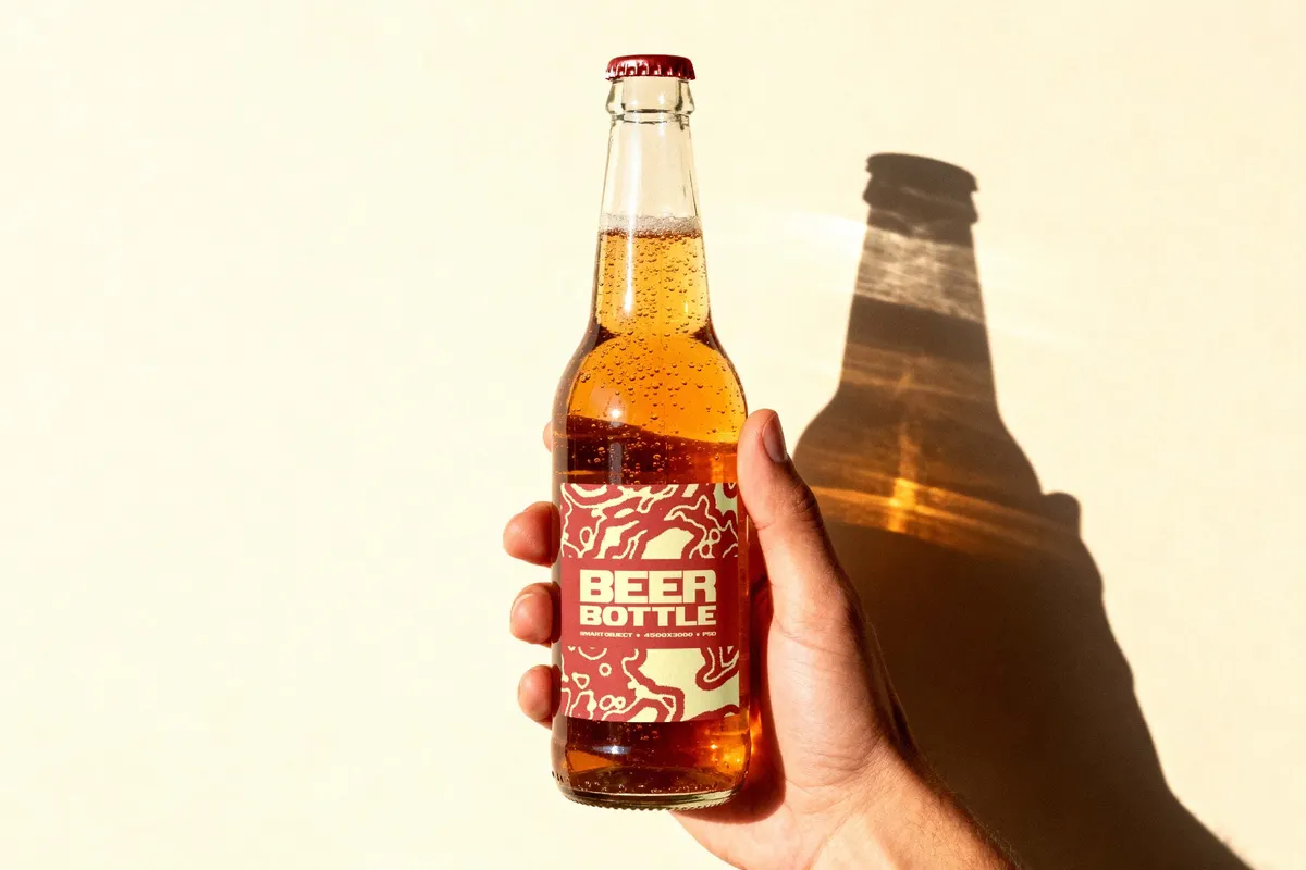 Beer Bottle Mockup in Hand