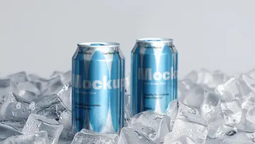 Ice Cubes & Soda Cans Mockup