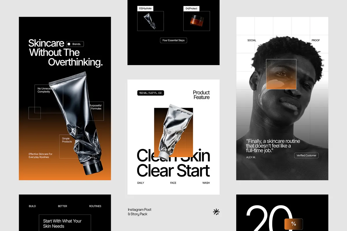 Men's Skincare Brand Instagram Pack - Adobe Template