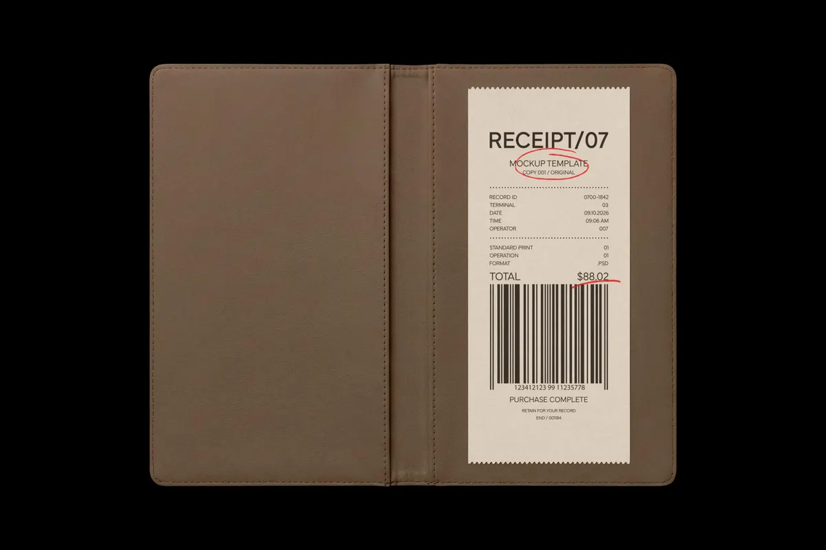 Receipt Mockup in Bill Holder