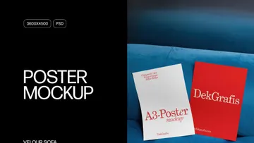 Velour Sofa A3 Posters Mockup