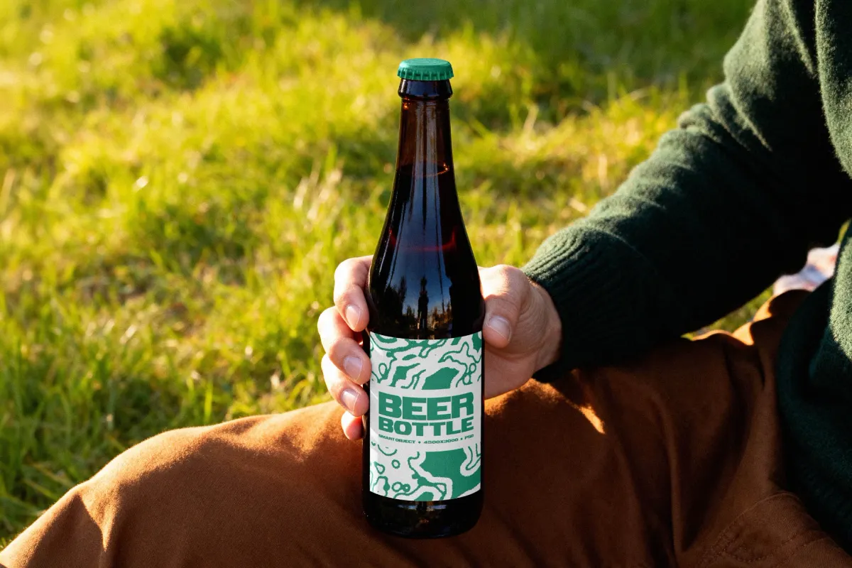 Beer Bottle Mockup in Hand