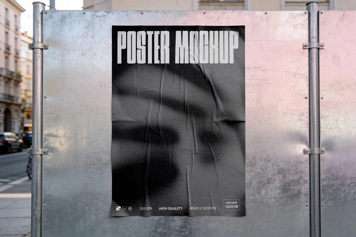 Poster Mockup on Construction Fence