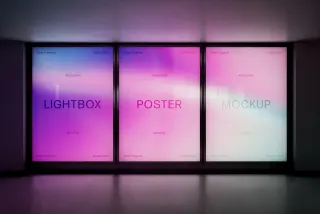 Glowing Lightbox Posters Mockup