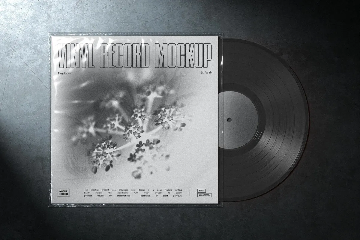 Vinyl Record Mockup in Protective Cover