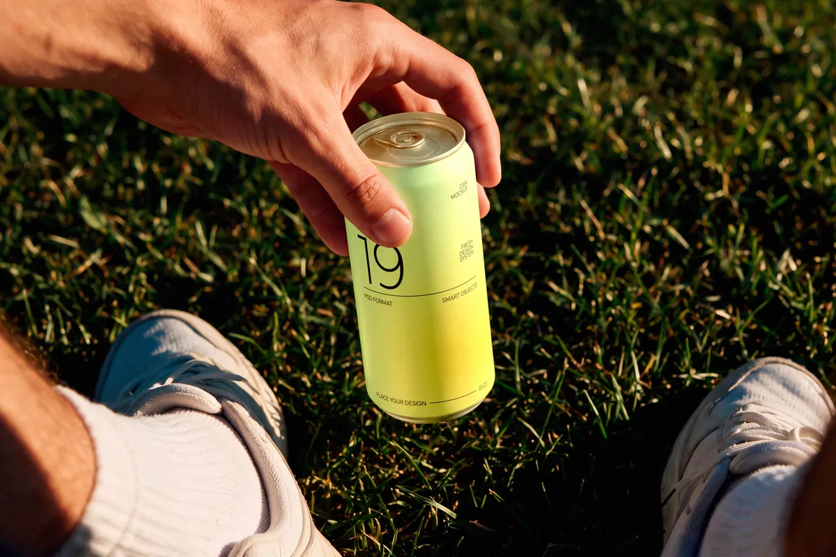 Slim Can Mockup in Sunlight
