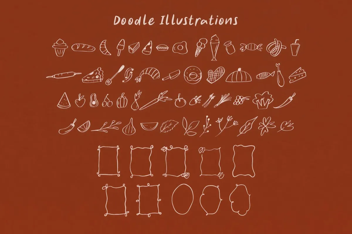 Caramel Sauce Font + Doodles